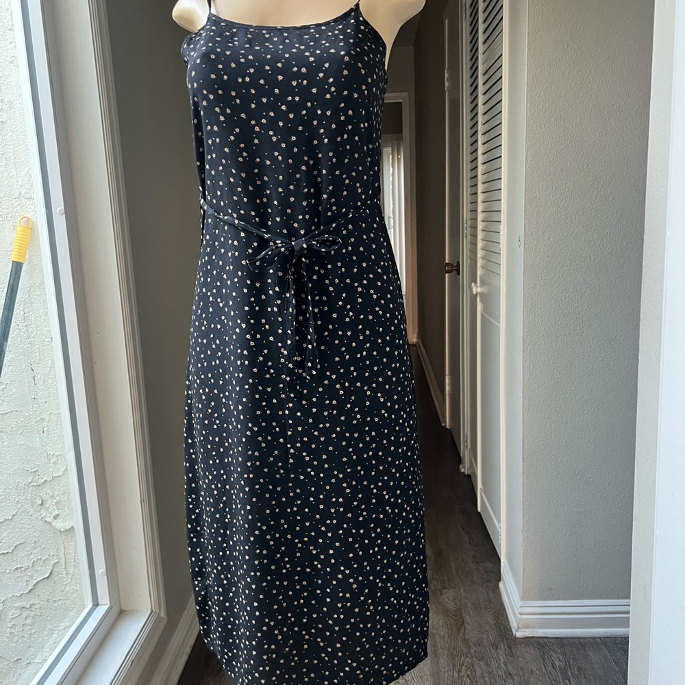 Brandy Melville Black Midi Dress with Cream Dots